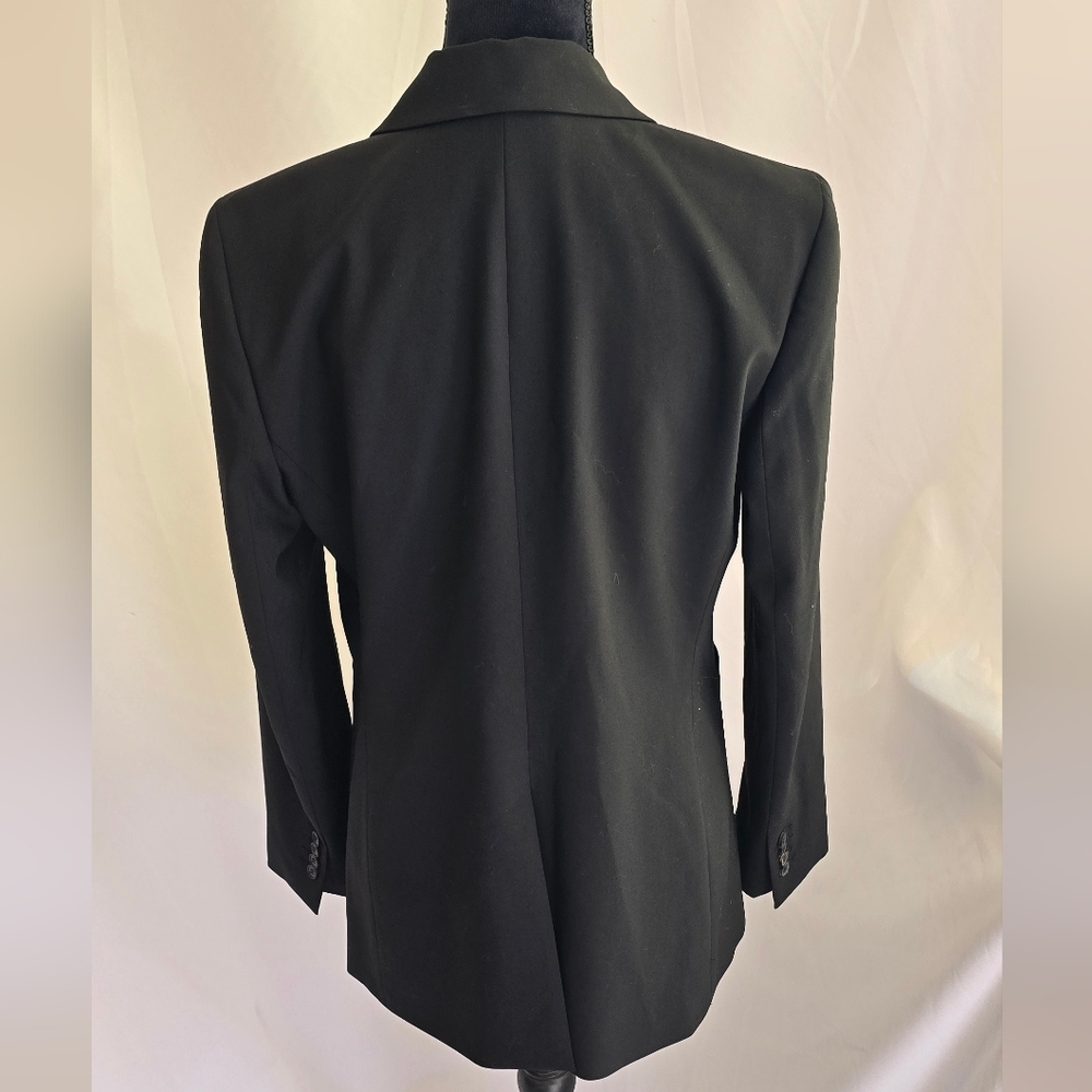 Lafayette 148 women 8 wool collared one button closer blazer black career office - Picture 7 of 8